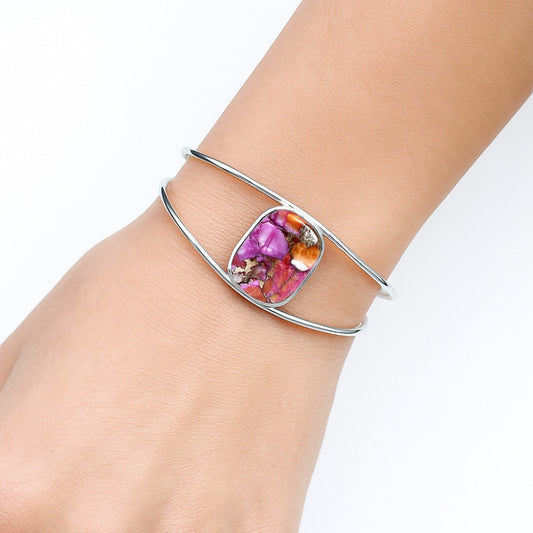 Premium Kingman Orange Dahlia Turquoise Cuff Bangle Bracelet B-1013 30-EB10274