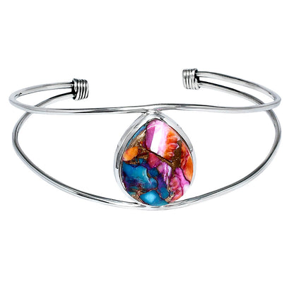 Premium Kingman Orange Dahlia Turquoise Cuff Bangle Bracelet B-1013 30-EB10275