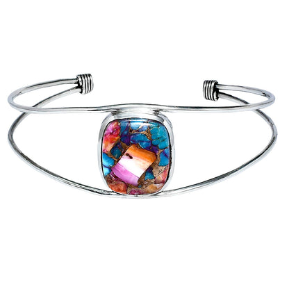 Premium Kingman Orange Dahlia Turquoise Cuff Bangle Bracelet B-1013 30-EB10276