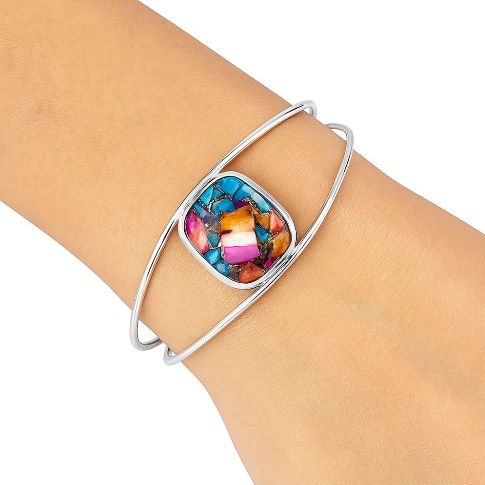 Premium Kingman Orange Dahlia Turquoise Cuff Bangle Bracelet B-1013 30-EB10276