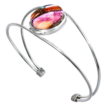 Premium Kingman Orange Dahlia Turquoise Cuff Bangle Bracelet B-1013 30-EB10277