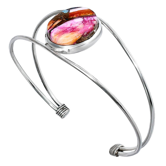 Premium Kingman Orange Dahlia Turquoise Cuff Bangle Bracelet B-1013 30-EB10277