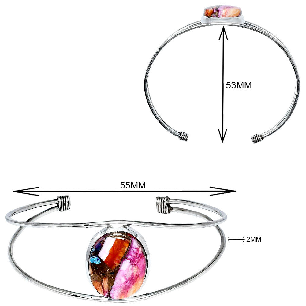 Premium Kingman Orange Dahlia Turquoise Cuff Bangle Bracelet B-1013 30-EB10277