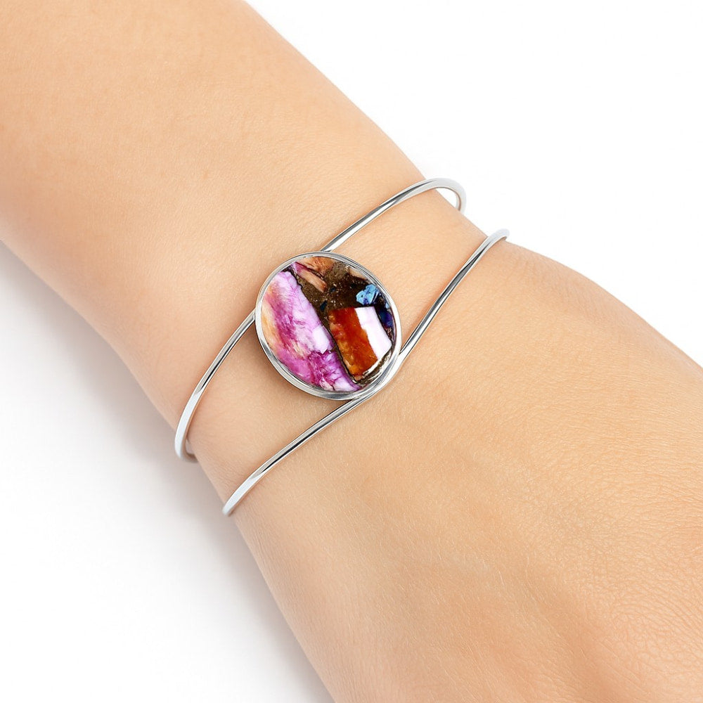 Premium Kingman Orange Dahlia Turquoise Cuff Bangle Bracelet B-1013 30-EB10277