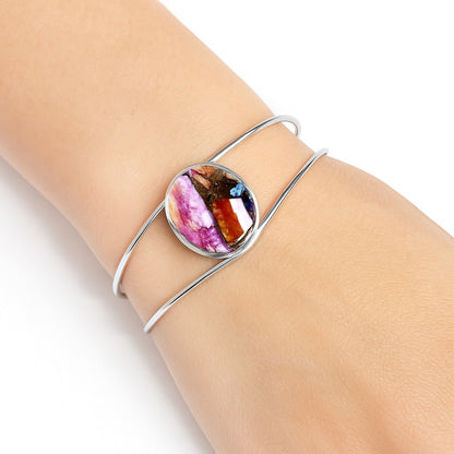 Premium Kingman Orange Dahlia Turquoise Cuff Bangle Bracelet B-1013 30-EB10277