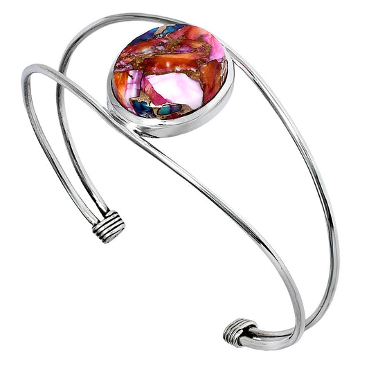 Premium Kingman Orange Dahlia Turquoise Cuff Bangle Bracelet B-1013 30-EB10279