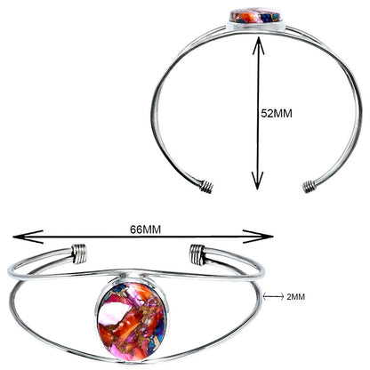 Premium Kingman Orange Dahlia Turquoise Cuff Bangle Bracelet B-1013 30-EB10279