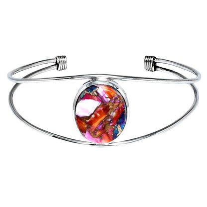 Premium Kingman Orange Dahlia Turquoise Cuff Bangle Bracelet B-1013 30-EB10279