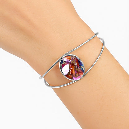 Premium Kingman Orange Dahlia Turquoise Cuff Bangle Bracelet B-1013 30-EB10279