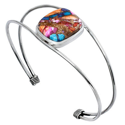 Premium Kingman Orange Dahlia Turquoise Cuff Bangle Bracelet B-1013 30-EB10280