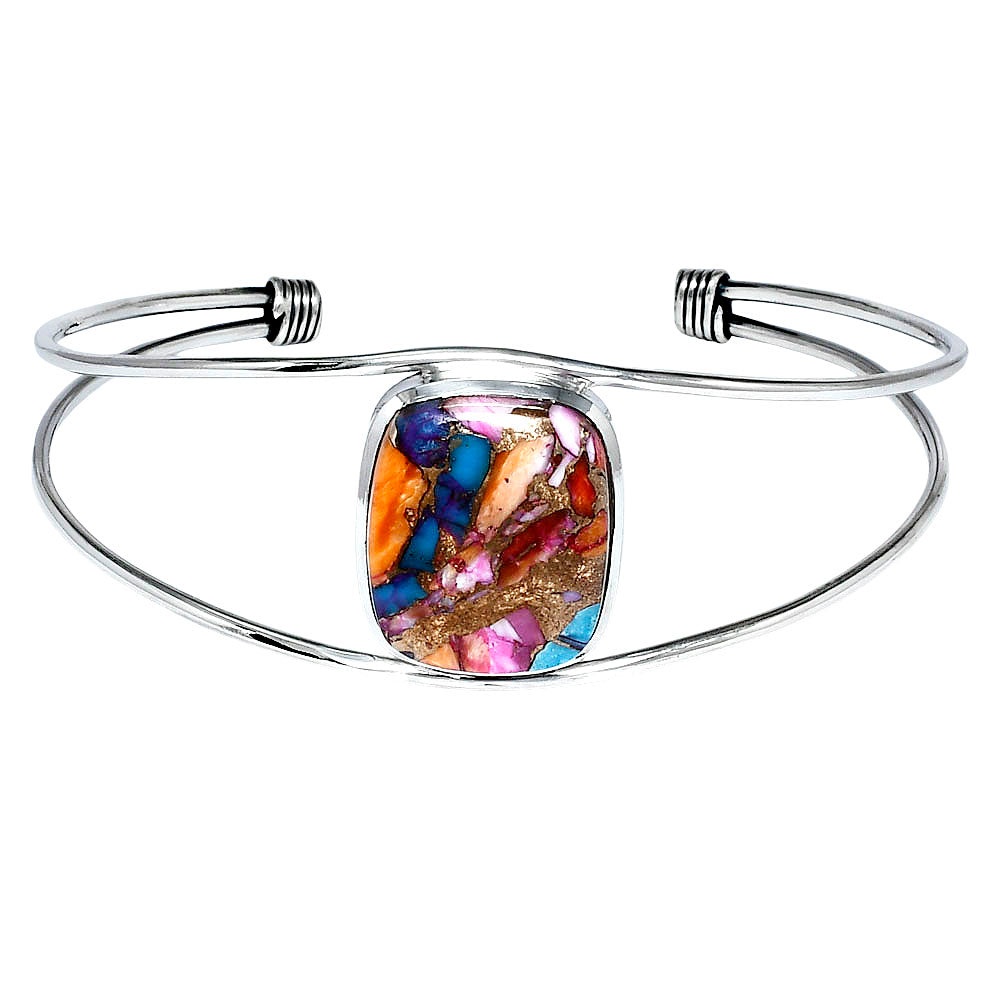 Premium Kingman Orange Dahlia Turquoise Cuff Bangle Bracelet B-1013 30-EB10280