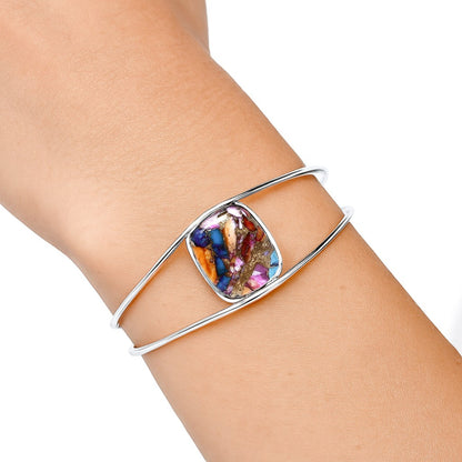 Premium Kingman Orange Dahlia Turquoise Cuff Bangle Bracelet B-1013 30-EB10280