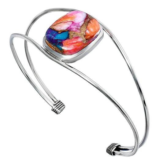 Premium Kingman Orange Dahlia Turquoise Cuff Bangle Bracelet B-1013 30-EB10281