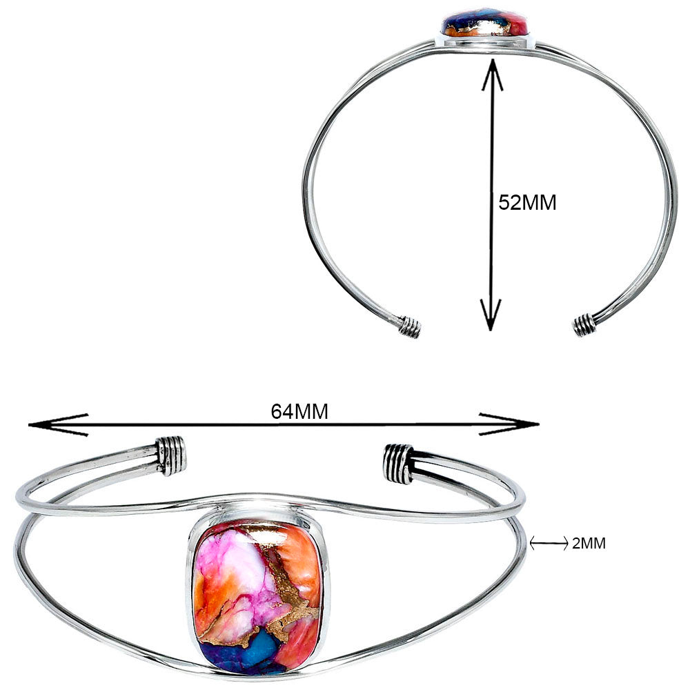 Premium Kingman Orange Dahlia Turquoise Cuff Bangle Bracelet B-1013 30-EB10281