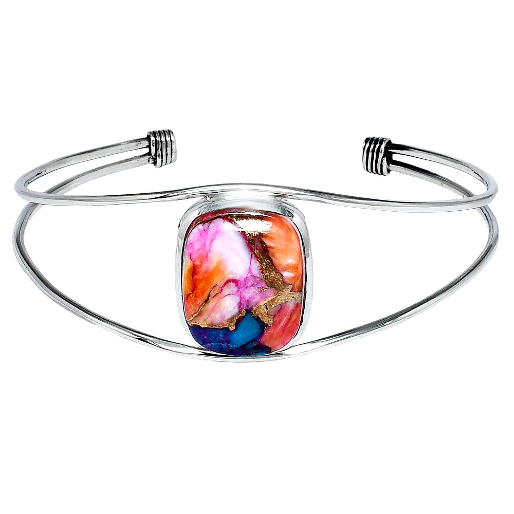 Premium Kingman Orange Dahlia Turquoise Cuff Bangle Bracelet B-1013 30-EB10281