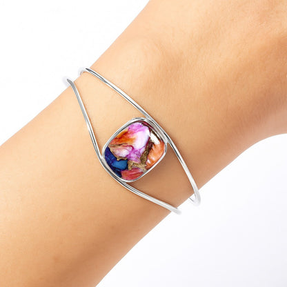 Premium Kingman Orange Dahlia Turquoise Cuff Bangle Bracelet B-1013 30-EB10281