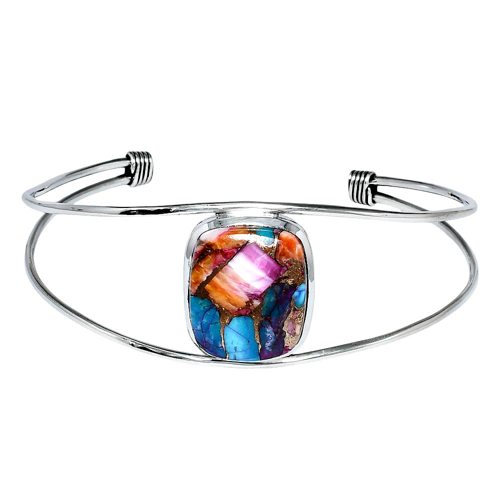 Premium Kingman Orange Dahlia Turquoise Cuff Bangle Bracelet B-1013 30-EB10282