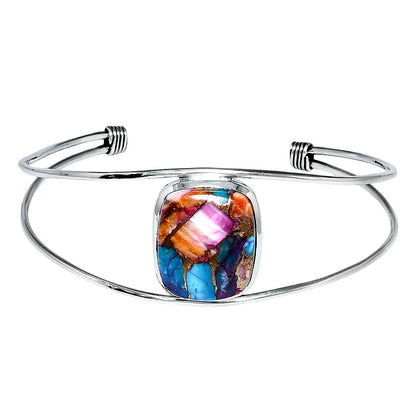 Premium Kingman Orange Dahlia Turquoise Cuff Bangle Bracelet B-1013 30-EB10282