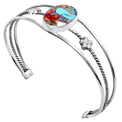 Premium Kingman Orange Dahlia Turquoise Cuff Bangle Bracelet B-1012 30-EB10285