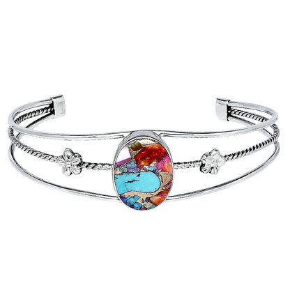 Premium Kingman Orange Dahlia Turquoise Cuff Bangle Bracelet B-1012 30-EB10285