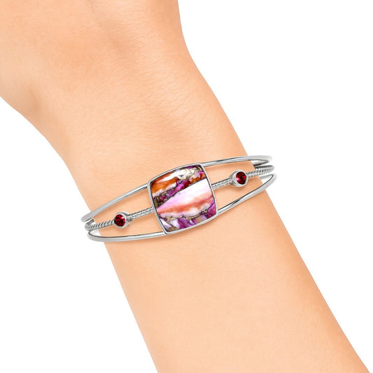Kingman Orange Dahlia Turquoise & Garnet Cuff Bangle Bracelet B-1011 30-EB10286