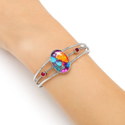 Kingman Orange Dahlia Turquoise & Garnet Cuff Bangle Bracelet B-1011 30-EB10287