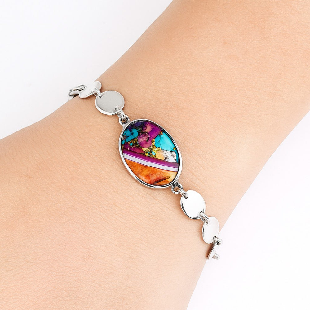 Premium Kingman Orange Dahlia Turquoise Bracelet B-1044 30-EB10291