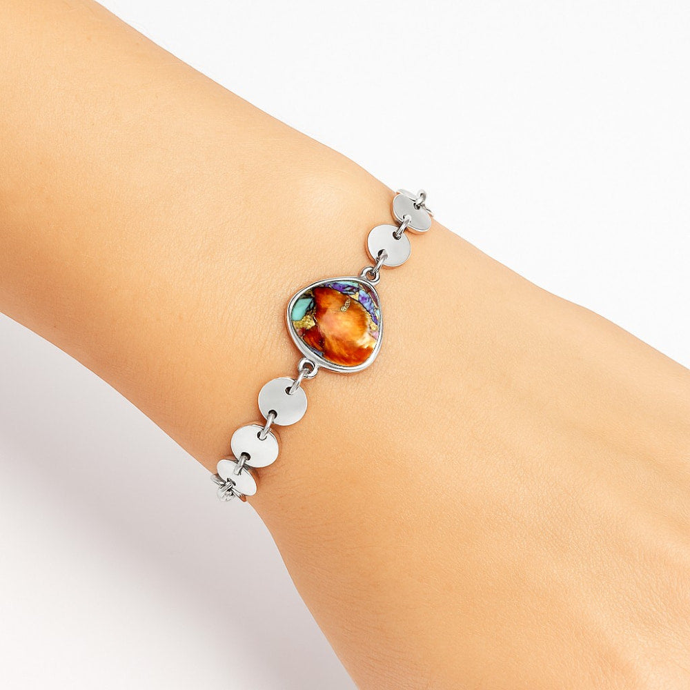 Premium Kingman Orange Dahlia Turquoise Bracelet B-1044 30-EB10294