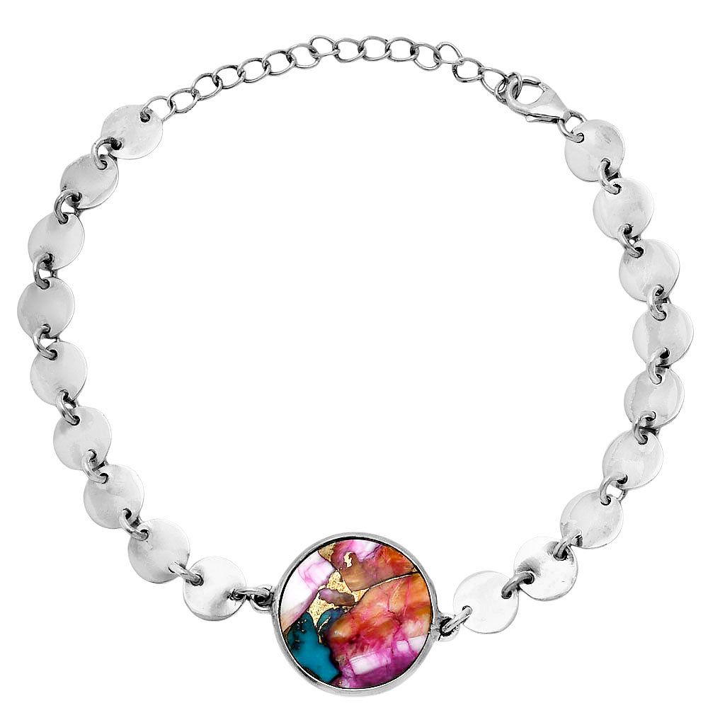 Premium Kingman Orange Dahlia Turquoise Bracelet B-1044 30-EB10295