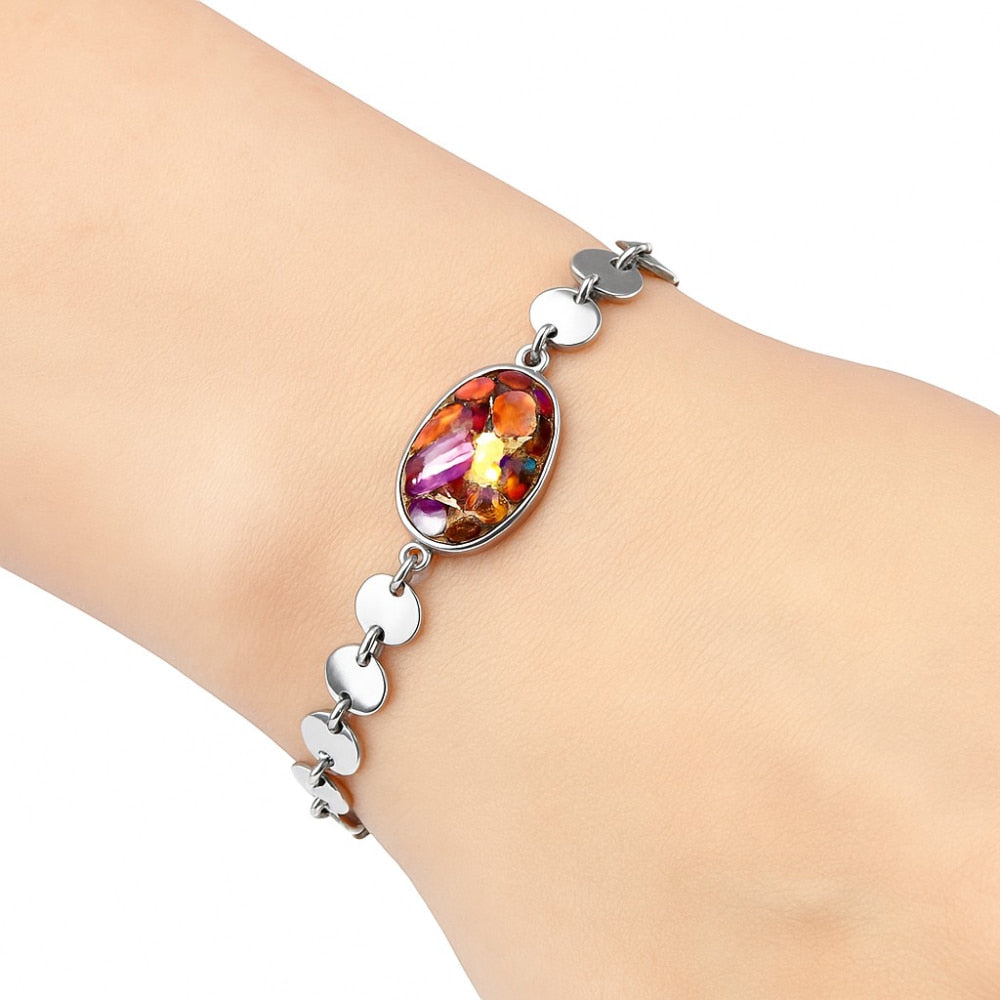 Premium Kingman Orange Dahlia Turquoise Bracelet B-1044 30-EB10296