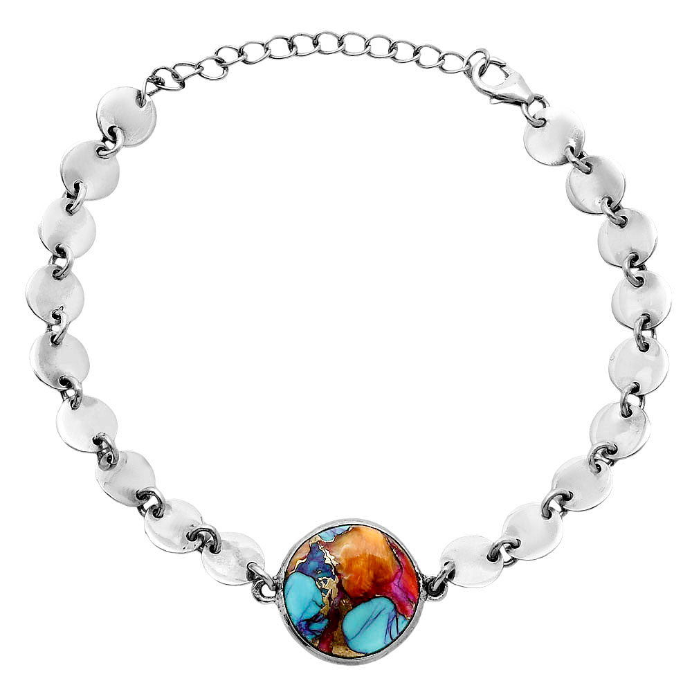 Premium Kingman Orange Dahlia Turquoise Bracelet B-1044 30-EB10297