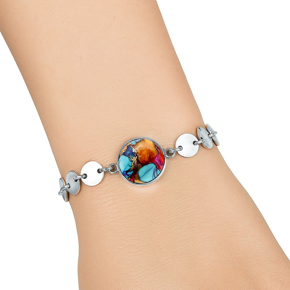 Premium Kingman Orange Dahlia Turquoise Bracelet B-1044 30-EB10297