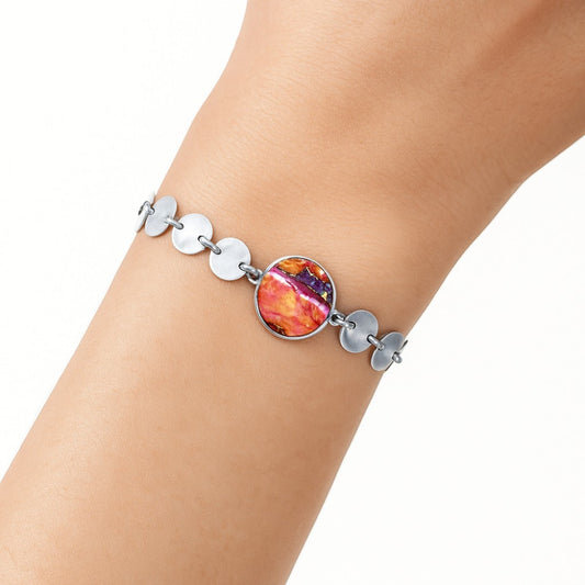 Premium Kingman Orange Dahlia Turquoise Bracelet B-1044 30-EB10298