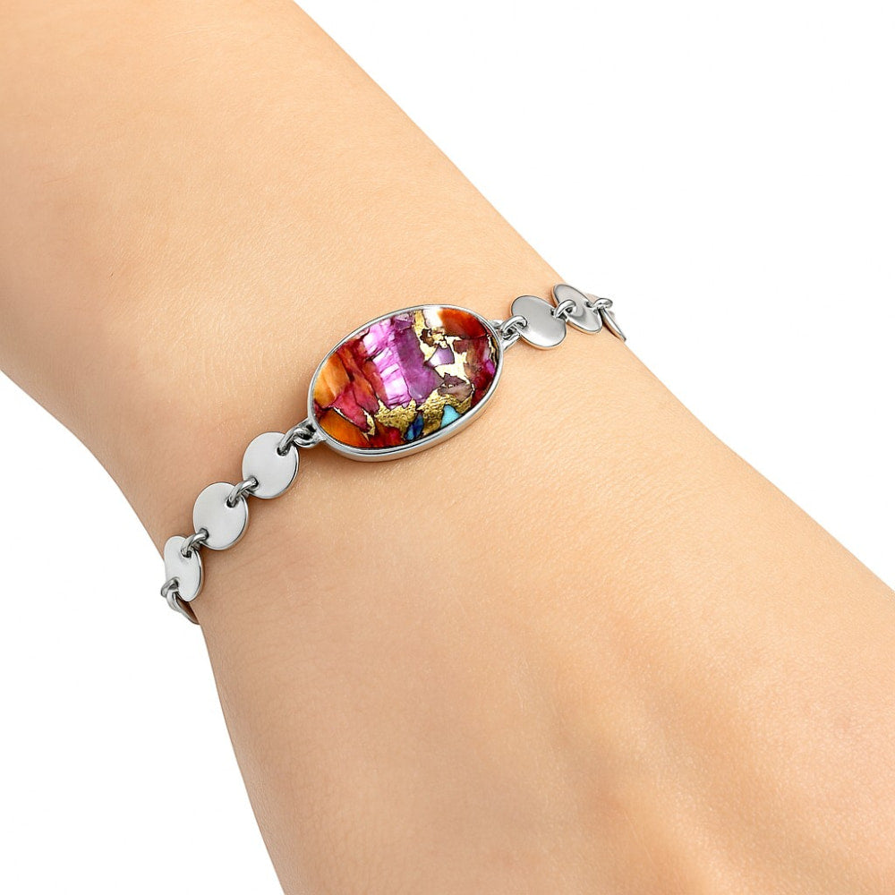 Premium Kingman Orange Dahlia Turquoise Bracelet B-1044 30-EB10299