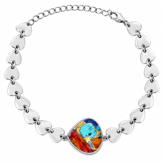 Premium Heart - Kingman Orange Dahlia Turquoise Bracelet B-1044 30-EB10301