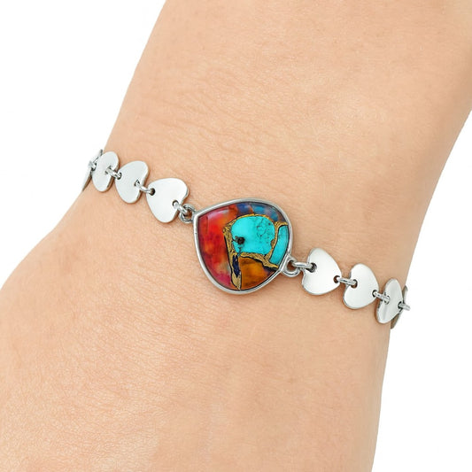 Premium Heart - Kingman Orange Dahlia Turquoise Bracelet B-1044 30-EB10301