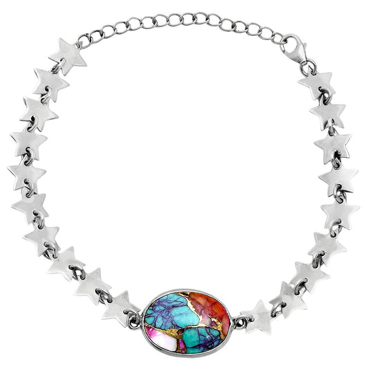 Premium Star Kingman Orange Dahlia Turquoise Bracelet B-1044 30-EB10304