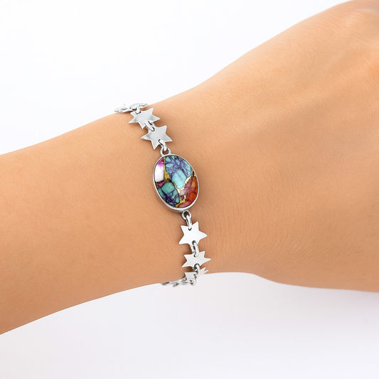 Premium Star Kingman Orange Dahlia Turquoise Bracelet B-1044 30-EB10304