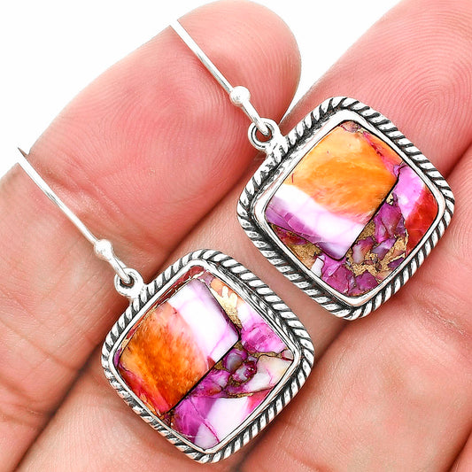 Kingman Orange Dahlia Turquoise Earrings E-1055 30-EE10303