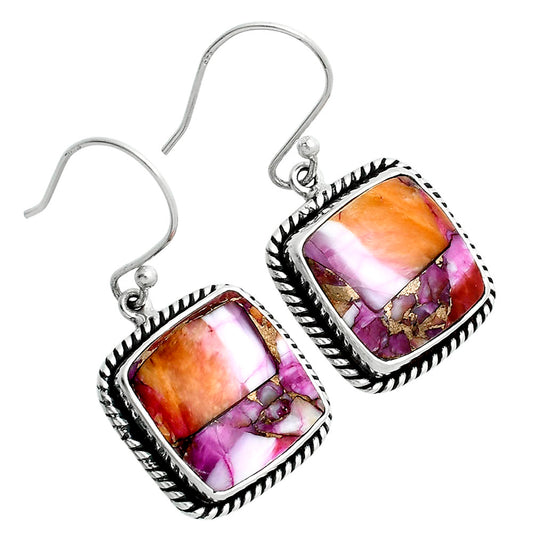 Kingman Orange Dahlia Turquoise Earrings E-1055 30-EE10303