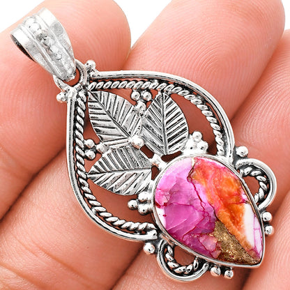 Premium Quality Kingman Orange Dahlia Turquoise Pendant P-1258 30-EP10153