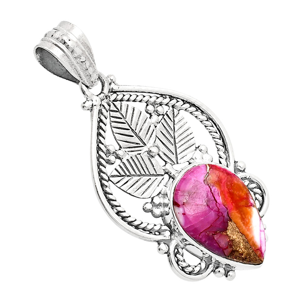Premium Quality Kingman Orange Dahlia Turquoise Pendant P-1258 30-EP10153