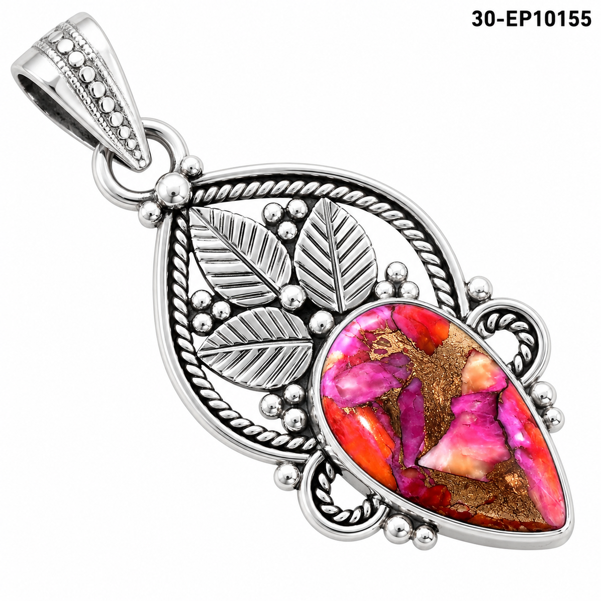Premium Quality Kingman Orange Dahlia Turquoise Pendant P-1258 30-EP10155