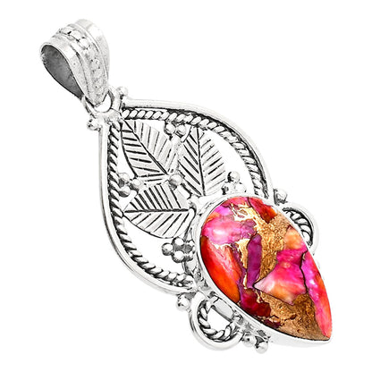 Premium Quality Kingman Orange Dahlia Turquoise Pendant P-1258 30-EP10155