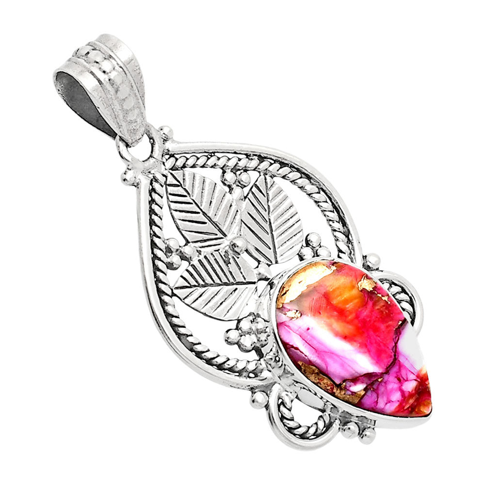 Premium Quality Kingman Orange Dahlia Turquoise Pendant P-1258 30-EP10156