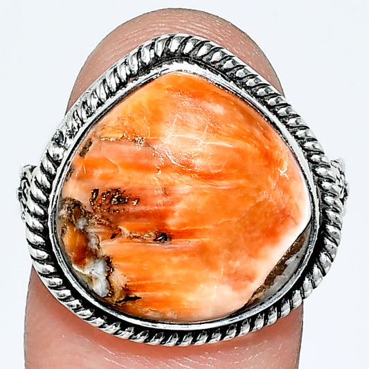 Premium Quality Kingman Orange Dahlia Turquoise Ring size-8 R-1067 30-ER11570