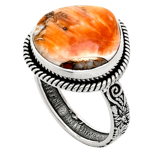 Premium Quality Kingman Orange Dahlia Turquoise Ring size-8 R-1067 30-ER11570