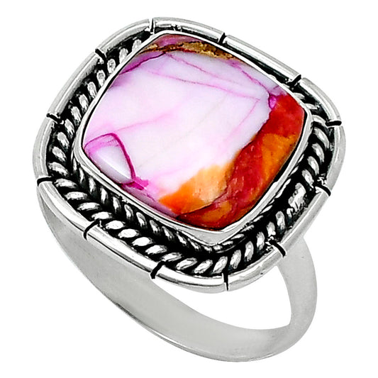 Premium Kingman Orange Dahlia Turquoise Ring size-10 R-1728 30-ER11596