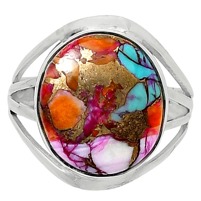 Premium Kingman Orange Dahlia Turquoise Ring size-10 R-1219 30-ER11614