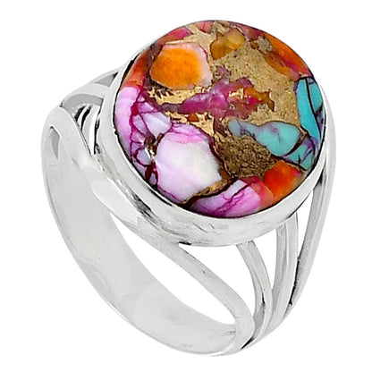 Premium Kingman Orange Dahlia Turquoise Ring size-10 R-1219 30-ER11614